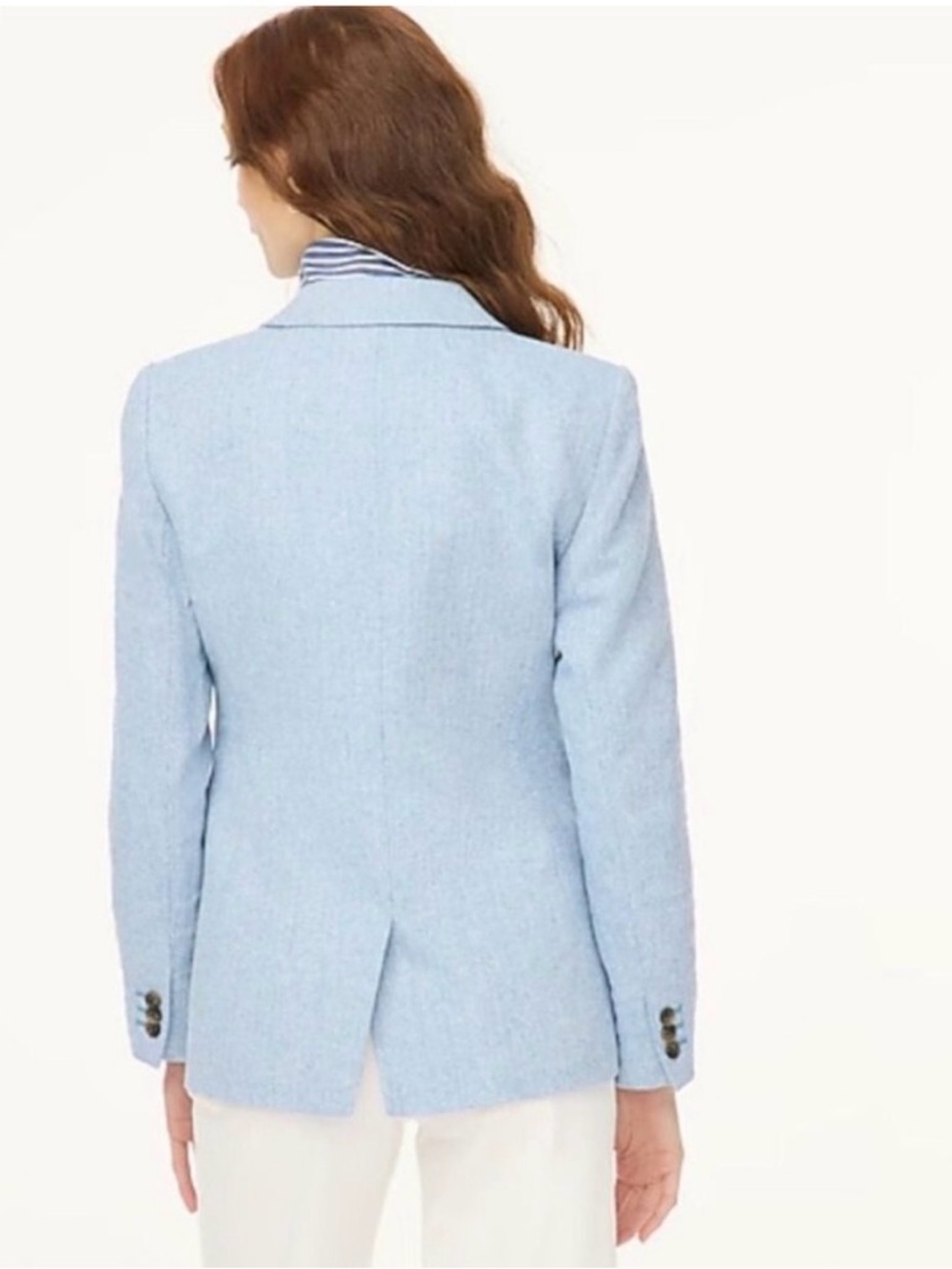 J. Crew Pale Blue Herringbone Single-Button Tailored Blazer - Picture 2 of 8